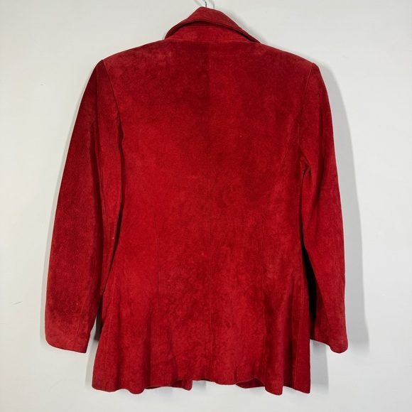 Vintage Danier Red Suede Leather Fall Academia Blazer Jacket Made in Canada XS - Picture 9 of 15